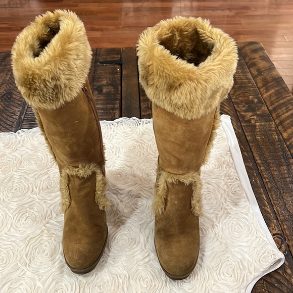 Ruffhewn fur trimmed wedge heeled boots size 6 - Picture 4 of 9